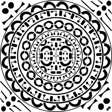Round circle black seamless pattern on white background. Vector hand drawn 스톡 일러스트