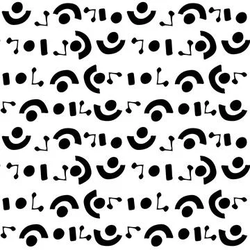 Round circle dotted black seamless pattern on white background. Vector hand Stock Illustration