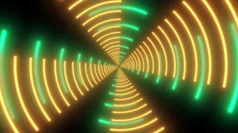 Round Circle Motion Animation High Tech Neon Frame Futuristic Neon Background Stock Footage 348047767