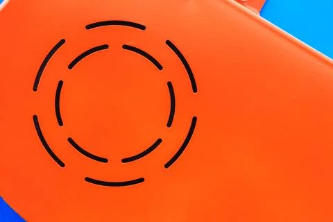 Round circle shape in red fabric Foto stock