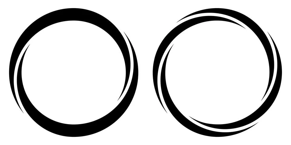 Round circular banner frames, borders, vector hand drawn, circular markers イラスト素材