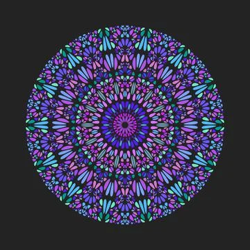 Round circular floral pattern mandala - abstract vector design element Stock Illustration