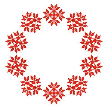 Round circular frame of traditional star ornaments Stock Illustration
