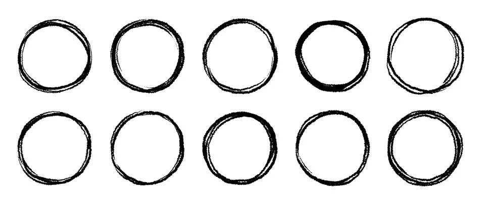 Round circular logo hand drawn brush stroke icon frame element. Round logo frame Stock Illustration