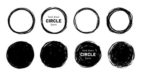 Round circular logo hand drawn brush stroke icon frame element. Round logo frame Stock Illustration
