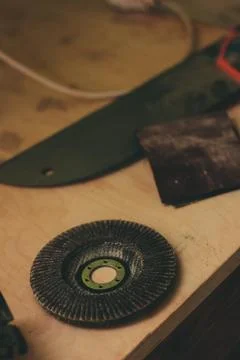 Round circular metal tool for carpenter work. Stock Photos