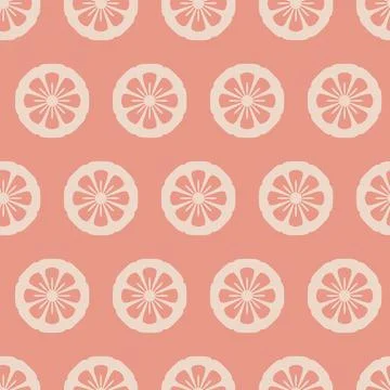 Round citrus flower seamless pattern, simple peach pink flat background for t Illustrazione stock