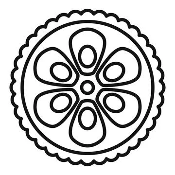 Round citrus fruit slice with seeds line art drawing Stock Illustration