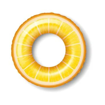 Round Citrus Slice Shaped Pool Float on White Background Stock Illustration