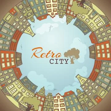 Round city landscape. Stock Illustration