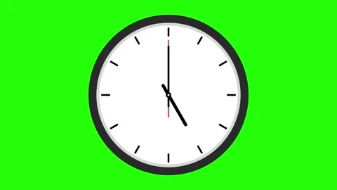 Round clock animation wall clock 5 clock greenscreen animation Stock Footage 241714286