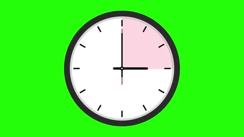 Round clock animation wall clock 3 clock greenscreen animation Stock Footage 241714293