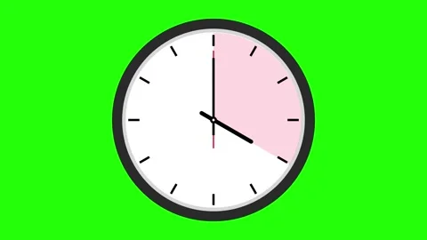 Round clock animation wall clock 4 clock greenscreen animation Stock Footage 241714300