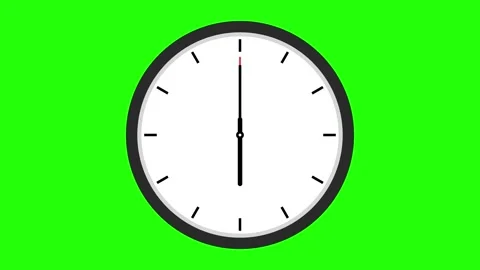 Round clock animation wall clock 6 clock greenscreen animation Stock Footage 241714387