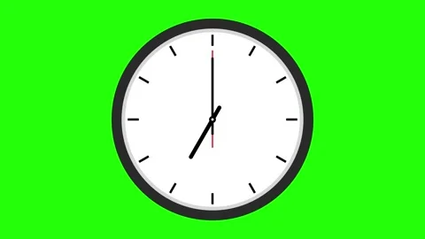 Round clock animation wall clock 7 clock greenscreen animation Stock Footage 241714390