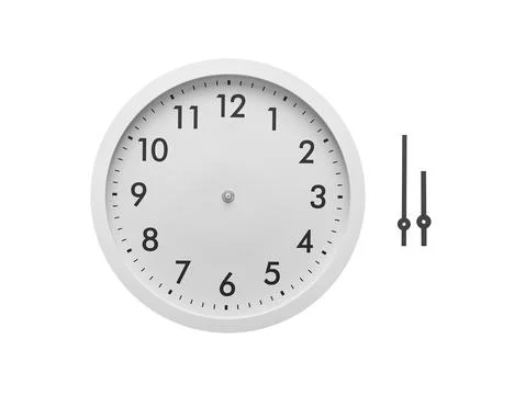Round clock with arrows isolated on white. Foto stock