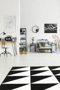 Round clock in bright room Stock Photos