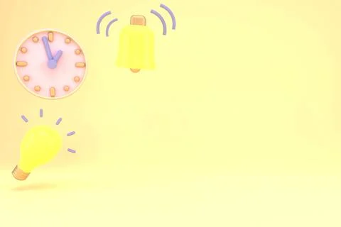 Round clock with copy space. 3d . Cartoon minimal style. Time-keeping , measu Stock Illustration