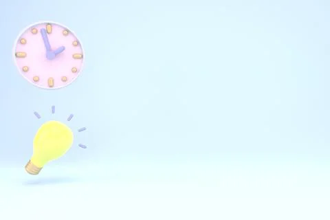 Round clock with copy space. 3d . Cartoon minimal style. Time-keeping , measu Stock Illustration