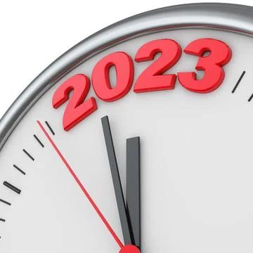 Round clock with date 2023 Stock Illustration