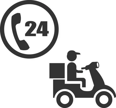 Round the clock delivery icon. Vector flat illustration. Stock Illustration