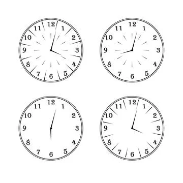 A round clock with a dial and hands Stock Illustration