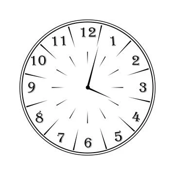 A round clock with a dial and hands Stock Illustration