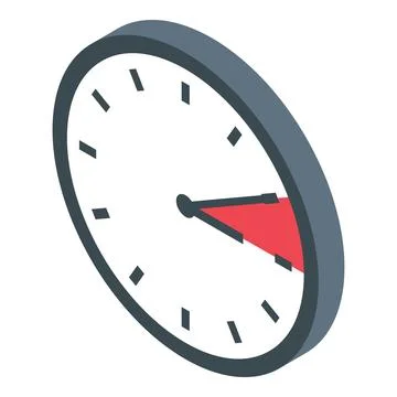 Round clock face measuring passing time isometric icon Stock Illustration