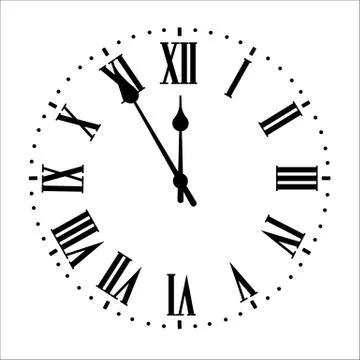 Round clock isolated on white background. Minimal concept. Flat lay. Vector Stock Illustration