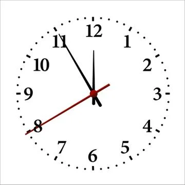 Round clock isolated on white background. Minimal concept. Flat lay. Vector Stock Illustration