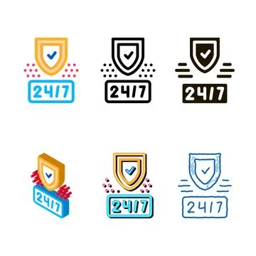 Round clock multipack protection icon vector outline Stock Illustration