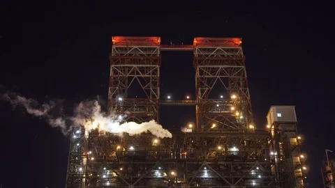 Round-the-clock operation of the oil and gas field Stock Footage 106063930