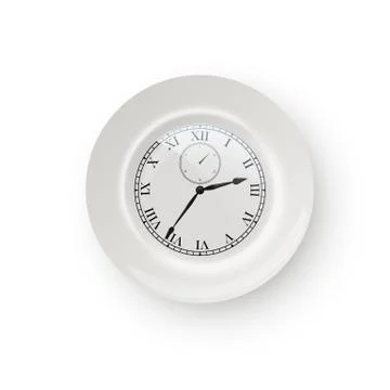 Round clock on a plate realistic vector illustration Stock Illustration