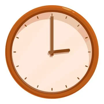 Round clock showing three o'clock on white background Stock Illustration