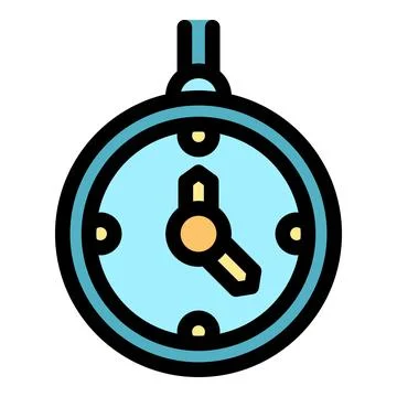 Round clock showing time with hour and minute hands Stock Illustration
