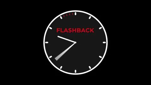 Round clock spinning backwards on isolated black solid background Stockillustratie