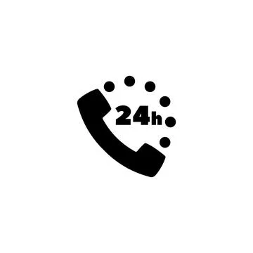 Round the clock support icon with phone and clock visuals Illustrazione stock