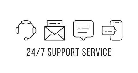 Round-the-clock support service linear set Stock Illustration