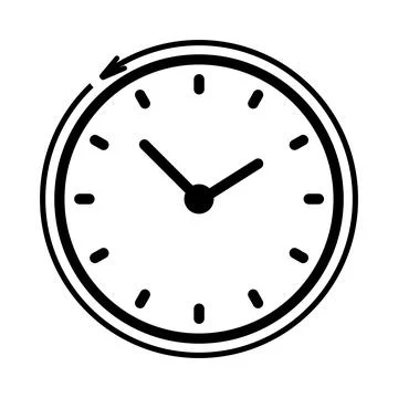 Round clock, white transparent clock face circle arrow icon - Vector Ilustración de archivo