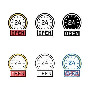 Round clock work motel color icon vector types Stock Illustration