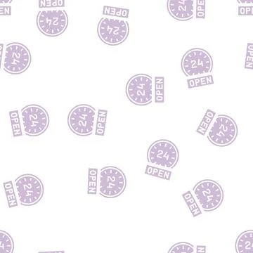 Round clock work motel glyph seamless pattern Stock Illustration