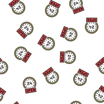 Round clock work motel vector seamless pattern Illustrazione stock