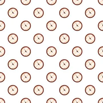 Round clocks forming a seamless pattern on a white background Stock Illustration
