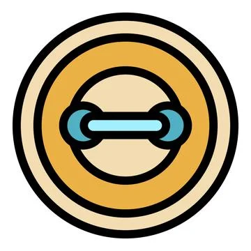 Round clothing button connecting two pieces of fabric Stock Illustration