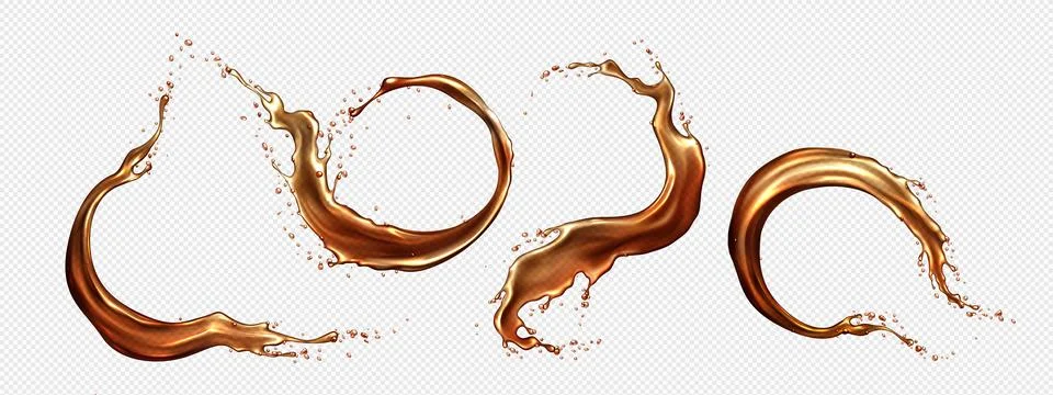 Round coffee splashes on transparent background Stock Illustration