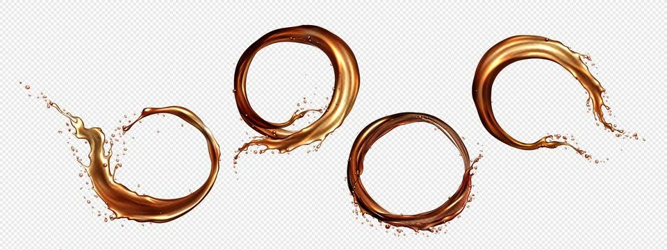 Round coffee splashes on transparent background Stock Illustration