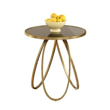 Round coffee table with a vase with pears on a white background. 3d rendering Stock Illustration