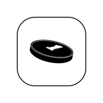 Round coin. Vector illustration in the form of a square black and white icon  Stock Illustration