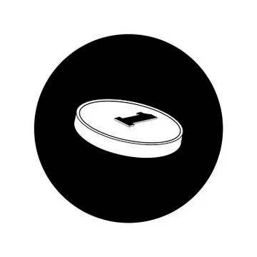 Round coin. Vector illustration in the form of a round black and white icon f Stock Illustration