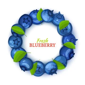 Round colored frame composed of delicious blueberry fruit. Stock Illustration